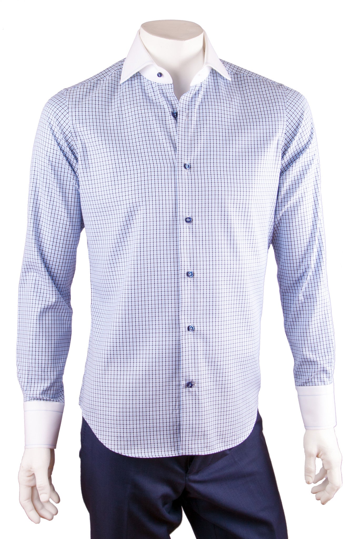 Two-Tone Check Print Cotton Dress Shirt – Anthony Men's